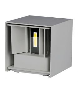 Lampada LED da Muro Quadrata Doppio LED COB 5W 140LM/W Colore Grigio Satinato Fascio Luminoso Regolabile 4000K IP65