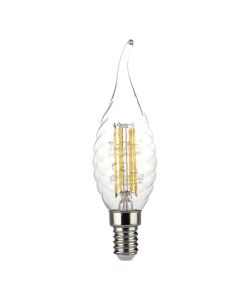 Lampadina LED E14 4W 100LM/W Candela a Fiamma Tortiglione Filamento 3000K
