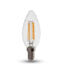 Lampadina LED E14 4W Candela Tortiglione Filamento 2700K Dimmerabile