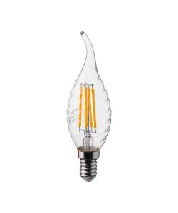 Lampadina LED E14 4W 100LM/W Candela a Fiamma Tortiglione Filamento 4000K