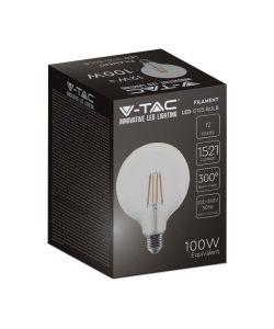 V-TAC Lampadina LED E27 12W 120LM/W G125 Filamento Trasparente 6500K