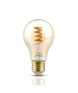 V-TAC Lampadina LED E27 4W 100LM/W A60 Filamento a Spirale Ambrato 1800K