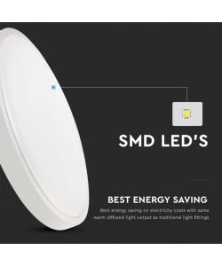 V-TAC Plafoniera LED Rotonda 30W Colore Bianco d: 420mm h: 55mm 6500K IP44