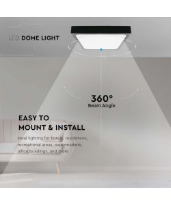 V-TAC Plafoniera LED Quadrata 30W Colore Nero 6500K IP44