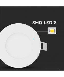 V-TAC Mini Pannello LED 3W Montaggio ad Incasso Rotondo Colore Bianco 4000K