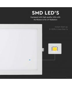 V-TAC Mini Pannello LED 24W Montaggio ad Incasso Quadrato 3000K