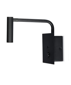 Applique da Hotel per Lettura LED 3W con Interruttore Porta USB Colore Nero 3000K