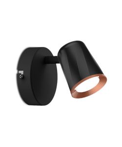 Faretto LED da Muro 5W con Testa Orientabile Colore Nero 3000K IP20