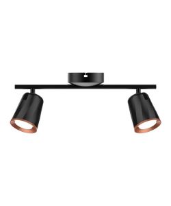 Faretto LED da Muro Doppio 12W con Testa Orientabile Colore Nero 4000K IP20