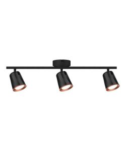 Faretto LED da Muro Triplo 18W con Testa Orientabile Colore Nero 4000K IP20