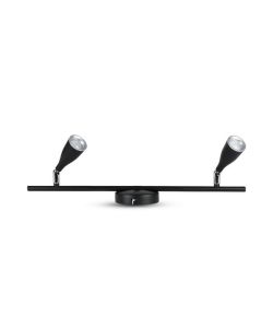 Faretto LED da Muro Doppio 9W con Testa Orientabile Colore Nero 4000K IP20