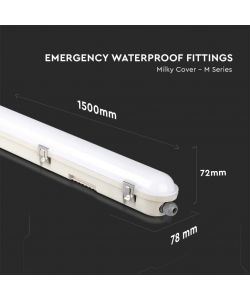 48W Led Wp Lamp Fitting 150Cm-Samsung Chip & Em Kit-Milky Cover+Ss Clips 4000K