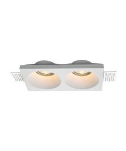 Portafaretto LED da Incasso rettangolare 2xGU10 in Gesso con Taglio netto Colore Bianco