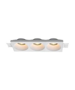 Portafaretto LED da Incasso rettangolare 3xGU10 in Gesso con Taglio netto Colore Bianco