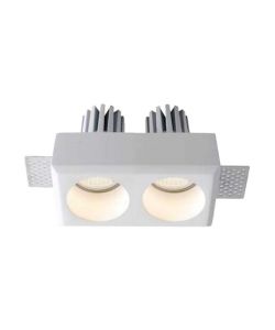 Portafaretto LED da Incasso Rettangolare 2*GU10 Corpo in Gesso Bianco