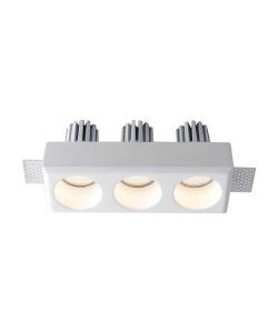 Portafaretto LED da Incasso Rettangolare 3*GU10 Corpo in Gesso Bianco