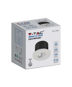 Faretto LED Segnapasso Rotondo Montaggio a Incasso 3W Colore Bianco 3000K IP20