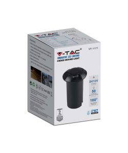 Faretto LED Segnapasso a Cilindro da Interramento 1W con 4 Fasci Luminosi Colore Nero 12V 6500K IP67 Driver non Incluso