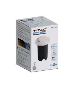 Faretto LED Segnapasso a Cilindro da Interramento 1W Doppio Fascio Luminoso Colore Bianco 12V 3000K IP67 Driver non Incluso