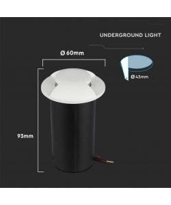 Faretto LED Segnapasso a Cilindro da Interramento 1W Doppio Fascio Luminoso Colore Bianco 12V 3000K IP67 Driver non Incluso