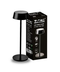 Lampada LED da Tavolo 2W Colore Nero in Alluminio ricaricabile con USB C Touch Dimmerabile 3000K