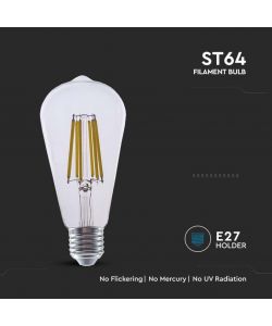 V-TAC Lampadina LED E27 4W ST64 Filamento Colore Trasparente 3000K