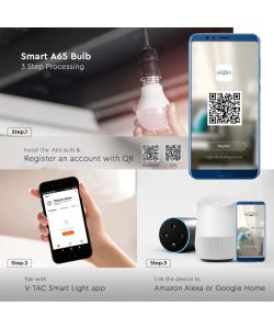 V-TAC Lampadina LED E27 14W A65 Compatibile con Google Home e Amazon Alexa Tramite App V-Tac Smart RGB e 3 in 1 Dimm