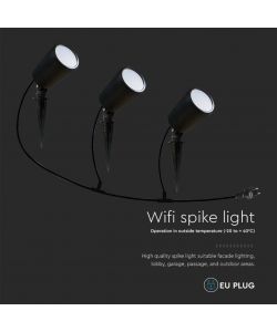 V-TAC Faretto LED Giardino Picchetto 3x7W Smart Alexa Colore Nero CCT RGB + 3in1 Dimmerabile IP65