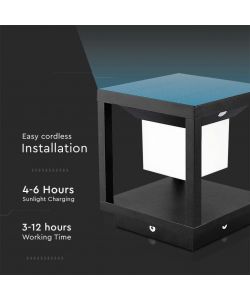 V-TAC Lampada Solare LED da terra 2W Quadrata con Sensore di Movimento Colore Nero 3000K IP65