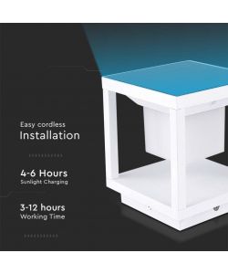 V-TAC Lampada Solare LED da terra 2W Quadrata con Sensore di Movimento Colore Bianco 3000K IP65