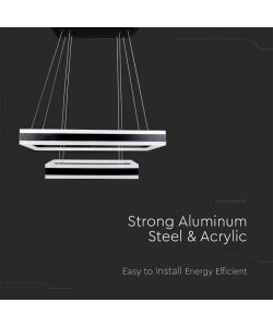 V-TAC Lampadario LED a Sospensione con 2 Rettangoli 113W Metallo Nero 3000K Dimmerabile