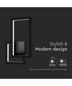 V-TAC Lampada LED Applique dal Design Moderno da Muro 20W Colore Nero 3000K IP20