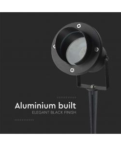 V-TAC Picchetto in Alluminio con Portalampada GU10 Orientabile Colore Nero IP65