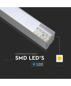 V-TAC Plafoniera LED Chip Samsung a Sospensione 40W Lineare Colore Argento 6400K