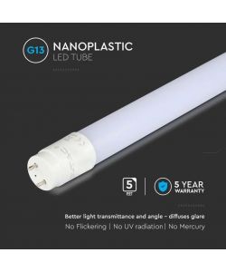 V-TAC Tubo LED Chip Samsung T8 20W 105LM/W G13 150cm In Nanoplastica Ruotabile 3000K