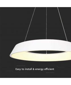 V-TAC Lampadario LED a Sospensione Circolare 48W Dimmerabile TRIAC in Metallo Colore Bianco 3000K