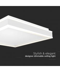 V-TAC Lampadario LED Quadrato 38W con Montaggio a Plafone Colore Bianco 4000K