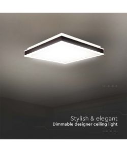 V-TAC Lampadario LED Quadrato 48W con Montaggio a Plafone Dimmerabile TRIAC Colore Nero 4000K