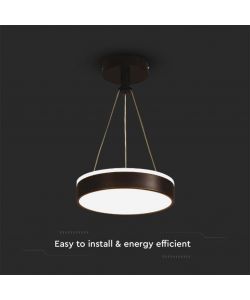 V-TAC Lampadario LED a Sospensione Circolare 12W in Metallo Colore Nero d: 240mm h: 500mm 4000K
