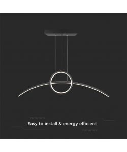 V-TAC Lampadario LED a Sospensione 36W dal Design Moderno Colore Nero 4000K