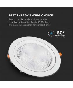 V-TAC Faretto LED Chip Samsung da Incasso Rotondo 30W Inclinabile Colore Bianco 4000K