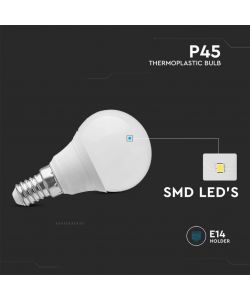 V-TAC Lampadina LED Chip Samsung E14 4,5W P45 6500K
