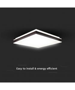 V-TAC Lampadario LED Quadrato 18W con Montaggio a Plafone Dimmerabile TRIAC Colore Nero 4000K