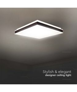 V-TAC Lampadario LED Quadrato 18W con Montaggio a Plafone Dimmerabile TRIAC Colore Nero 4000K