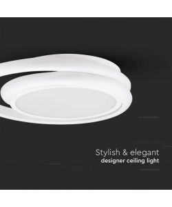 V-TAC Lampadario LED Rotondo Doppio 24W con Montaggio a Plafone Colore Bianco 4000K