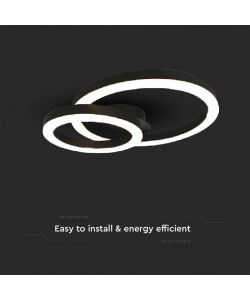 V-TAC Lampadario LED a Sospensione 20W dal Design Moderno a due Anelli D:450-105mm  Colore Nero 3000K