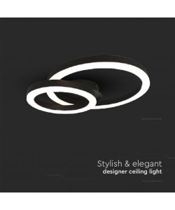 V-TAC Lampadario LED a Sospensione 20W dal Design Moderno a due Anelli D:450-105mm  Colore Nero 3000K