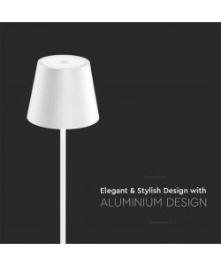 V-TAC Piantana LED 4W Colore Bianco in Alluminio con Touch Dimmerabile Altezza regolabile 3in1 3000K IP54