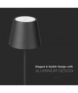 V-TAC Piantana LED 4W Colore Nero in Alluminio con Touch Dimmerabile Altezza regolabile 3in1 3000K IP54