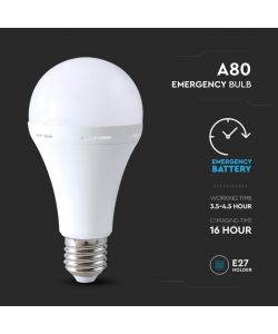 V-TAC Lampadina LED Utilizzabile Come Torcia E27 12W A80 con Batteria da 4.5h 4000K